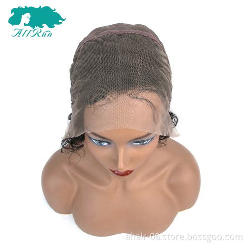 No Tangle No Shed Soft And Smooth Brazilian Human Hair Short Curly Wigs , Natural Color Swiss lace Short Curly Wigs